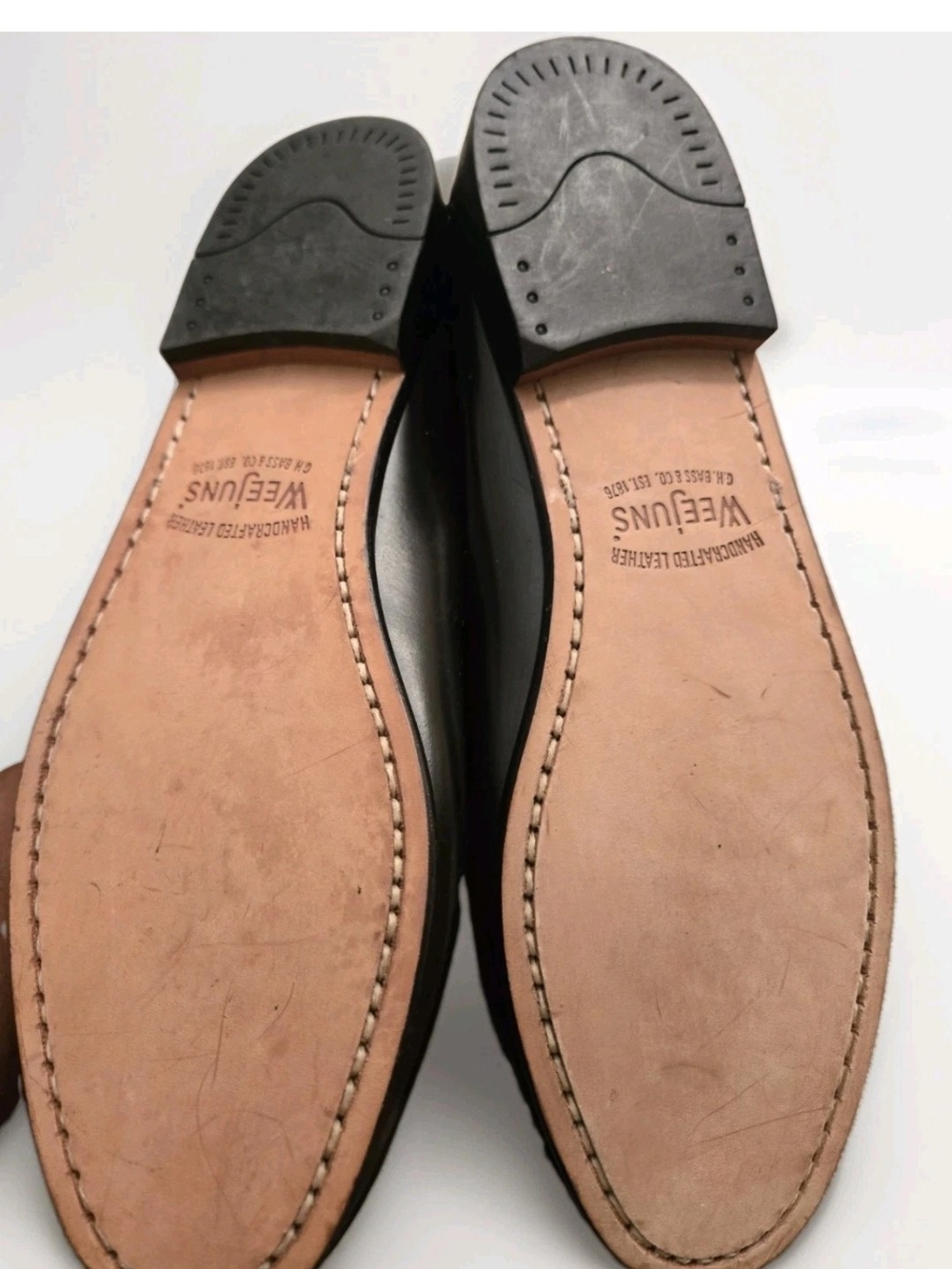 G.H. Bass & Co. Two-Tone Black and White Leather Penny Loafers - Picture 7 of 9